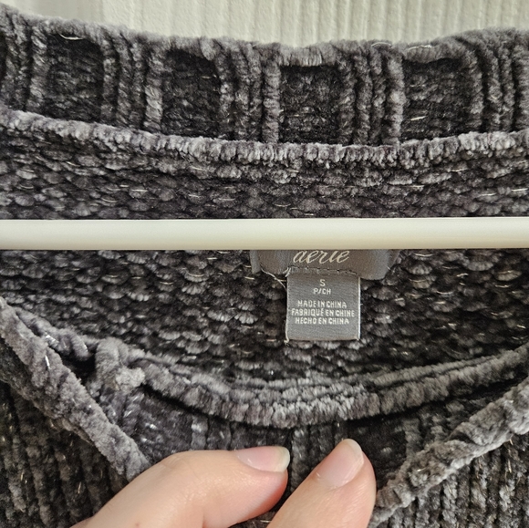 Aerie Chenille Shine Gray Knit Sweater (size S) - Picture 2 of 6